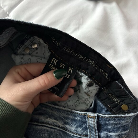 Rerock For Express Jeans Womens 8S Blue Denim Cotton Low Rise Boot Cut VTG Y2K - Picture 11 of 15